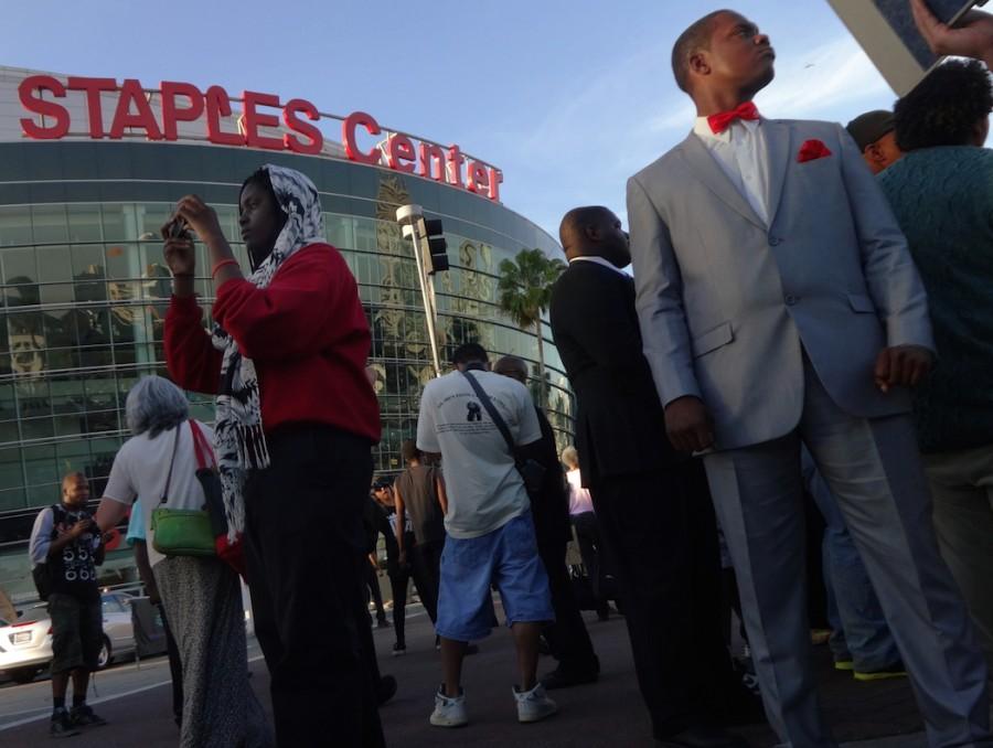 Protest outside the Staples Center brought on by Sterlings words