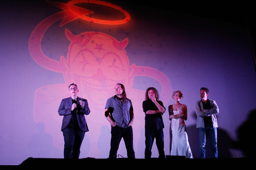  From left to right David Lynn Bousman, Ter
rance Zdunich, Saar Hendelman, Emilie
Autumn and Adam Pascal. 