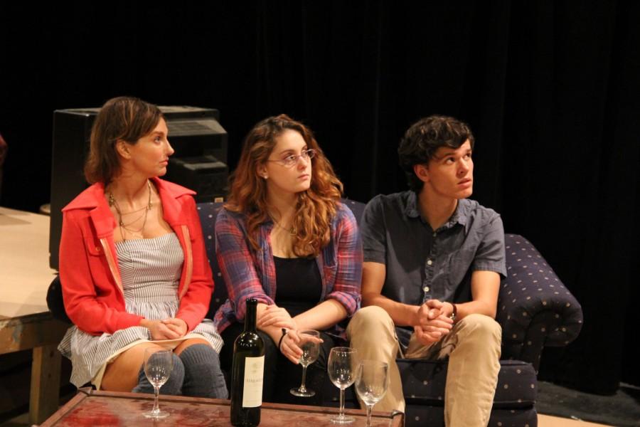 (L to R) Ann Stoner (Suzannah), Elise Adams (Becky Shaw) and Bryan Lubash (Andrew) in rehearsal for Becky Shaw. 