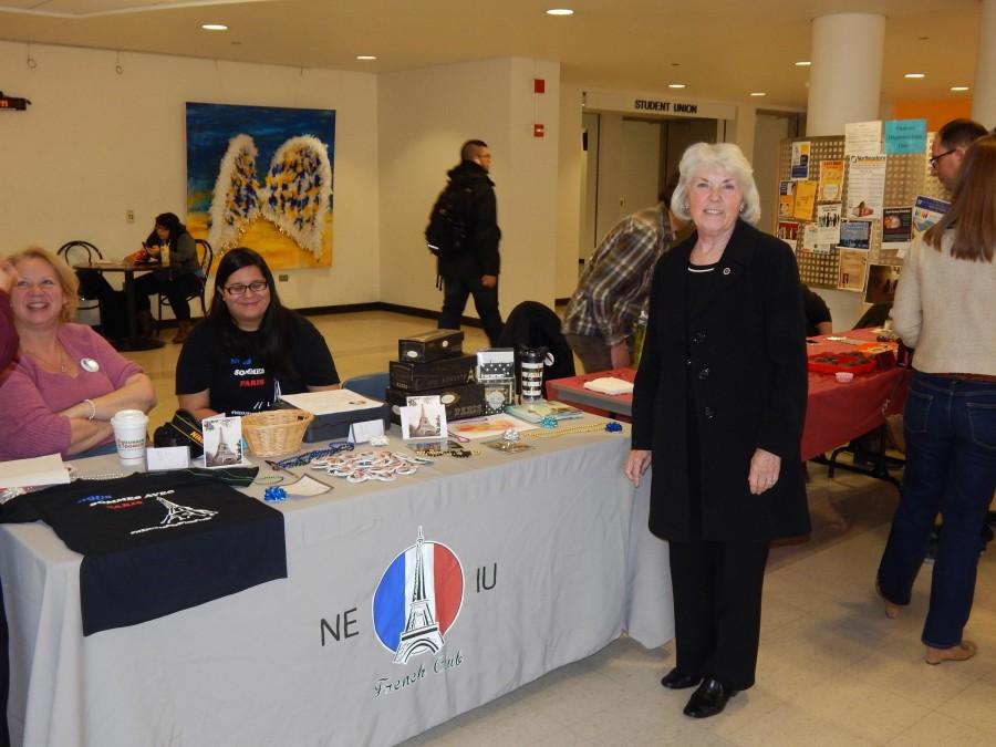 President Hahs at the French Club and SGAs bake sale to raise money for the French Red Cross