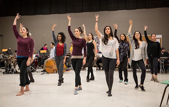 The cast of Another Word for Beauty in rehearsal at Goodman Theatre./Photo by Liz Lauren