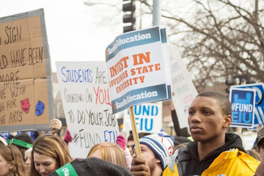 The rally was spearheaded by the students of Chicago State University, who face the most immediate effects of the legislatures failure to  fund higher education.