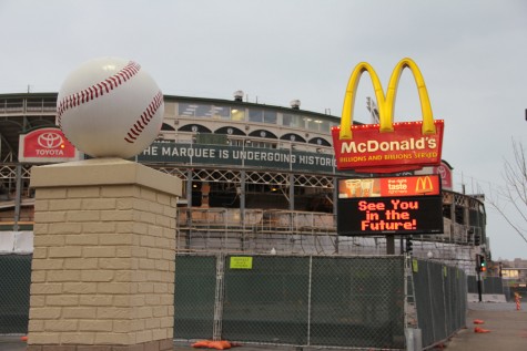 Familiar landmarks are going down, as Wrigley continues to build up. 