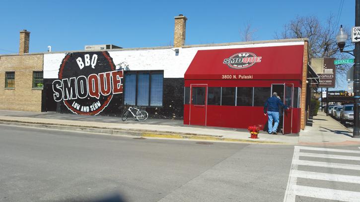 Smoque BBQ is located just off the Irving Park Blue Line Stop.