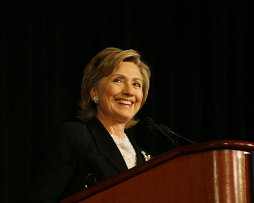 Hillary Rodham Clinton speaking in Chicago.