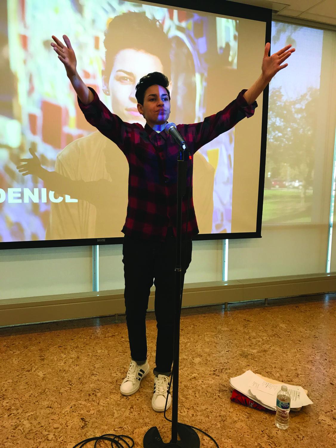 Some of Denice Frohman’s poems can be found on her website, denicefrohman.com. She is currently performing on several other campuses. She is scheduled to appear at Western Washington University in Bellingham, WA on Nov. 2.