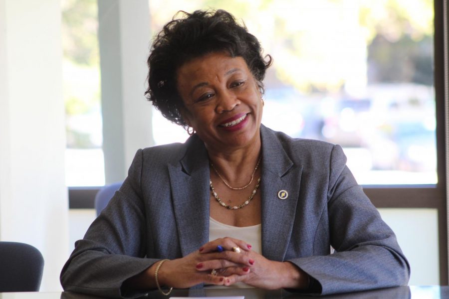 NEIU President Gloria J. Gibson during her open office hours on Oct. 17. Photos by Maleydi Roman.