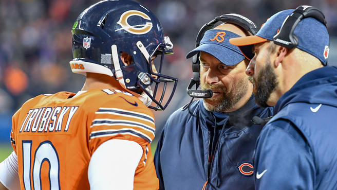 The Nagy-Trubisky connection has set the Bears back years. How long of a leash will Pace give them? | Photo by: NBCSports.com
