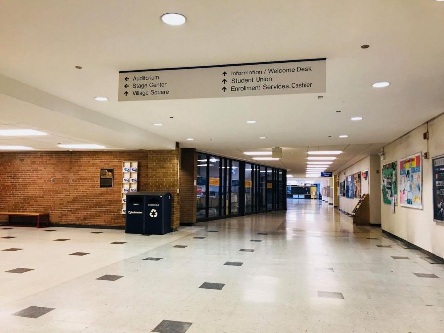 Northeastern Illinois Universitys halls remain empty as the university transitions to online instruction
