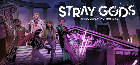 Poster and screenshots of scenes from Stray Gods, art by Benjamin Ee
