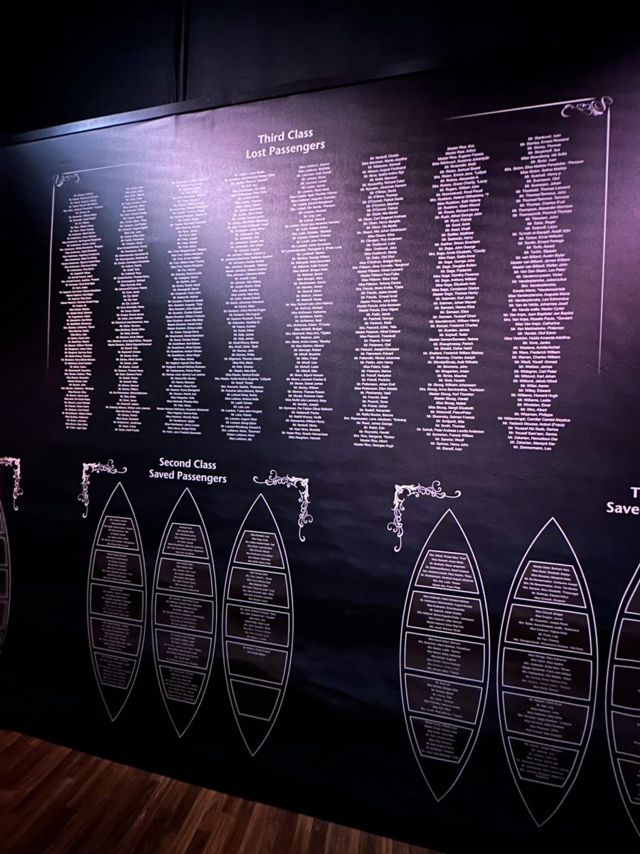 Nearing the end of the exhibit, a large wall comprised of a list of names of passengers from First, Second, and Third class were displayed. Guests were encouraged to read the back of their boarding passes to examine their passengers name to see if they lived or died.