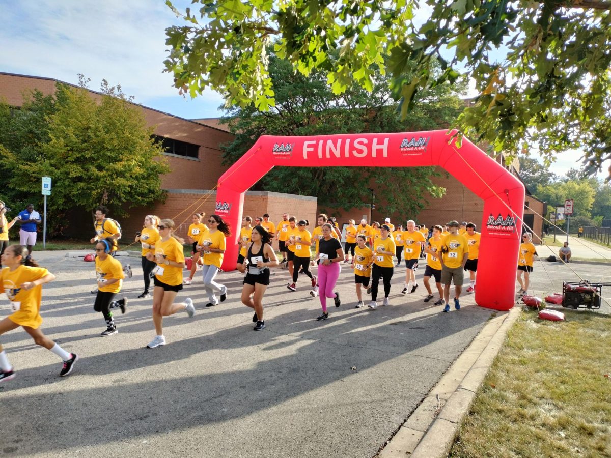 Golden Eagle 5K participants have made a dash out of the starting line, which is also the finish line at the P.E. Complex on Saturday, September 14th, 2024.