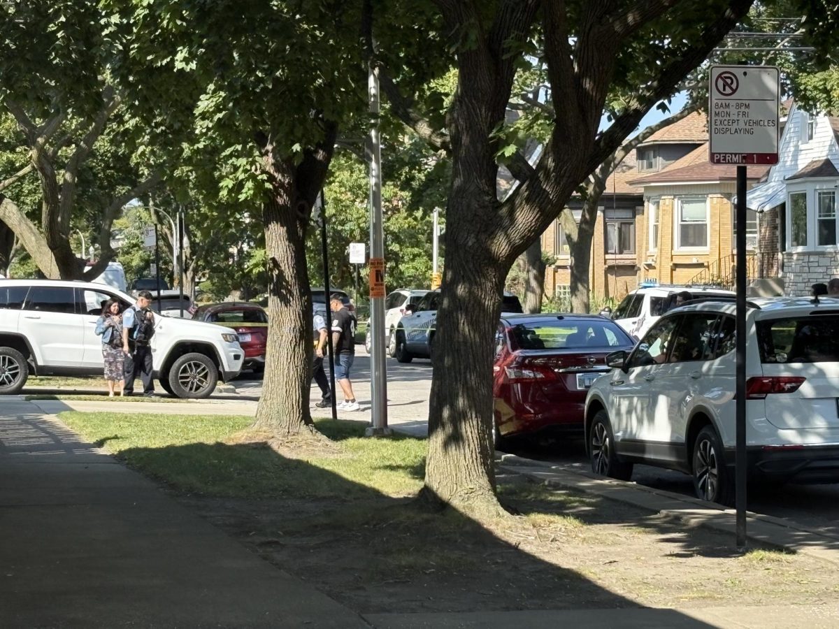 Police Officers on site, while investigating the aftermath of shooting, on Bryn Mawr and Drake